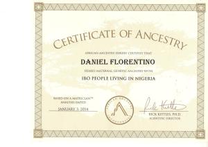 1_Certificate_African_Ancestry_Daniel_Igbo